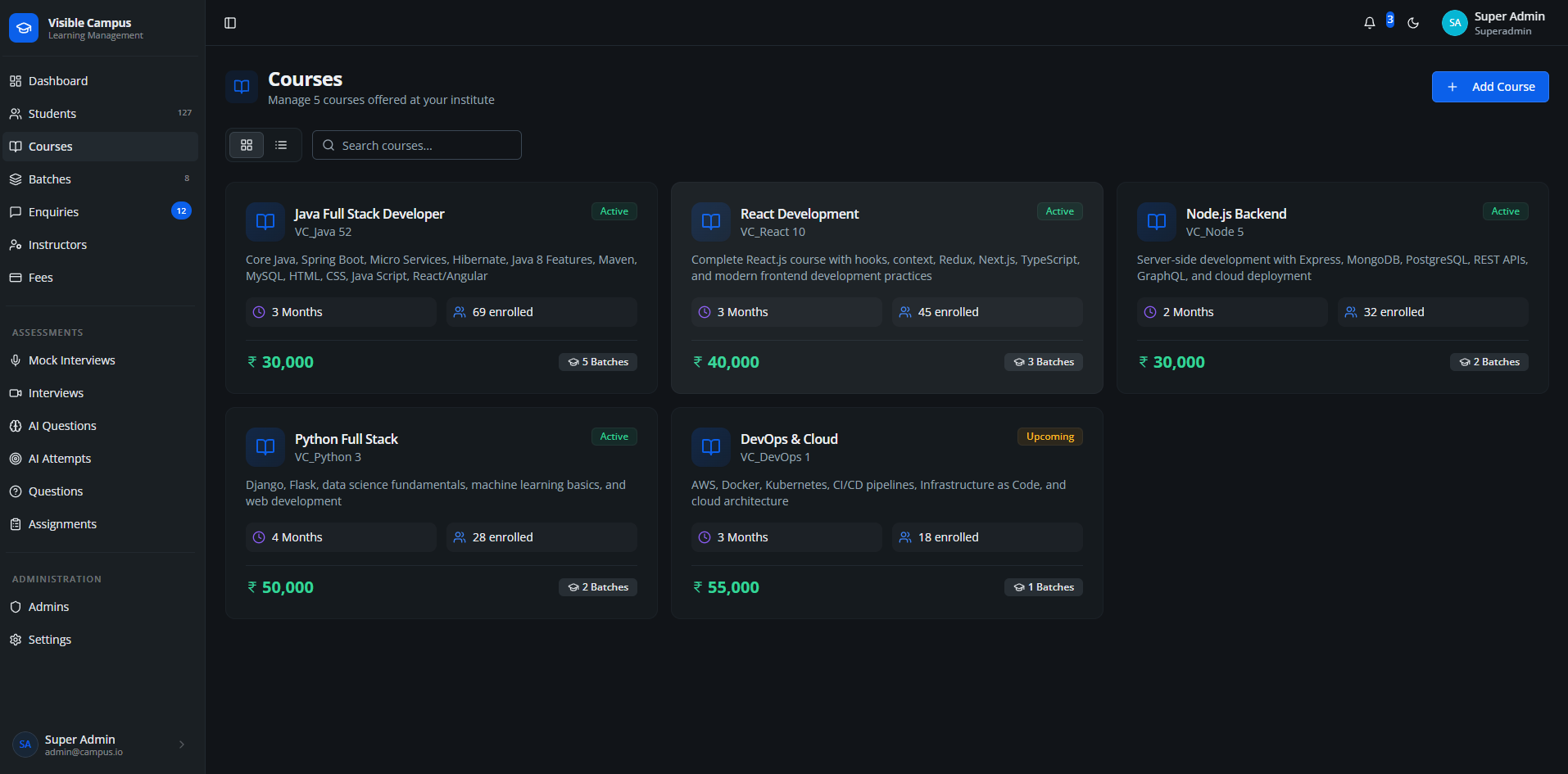 Configurable AI interview setup with topic selection, difficulty, and duration